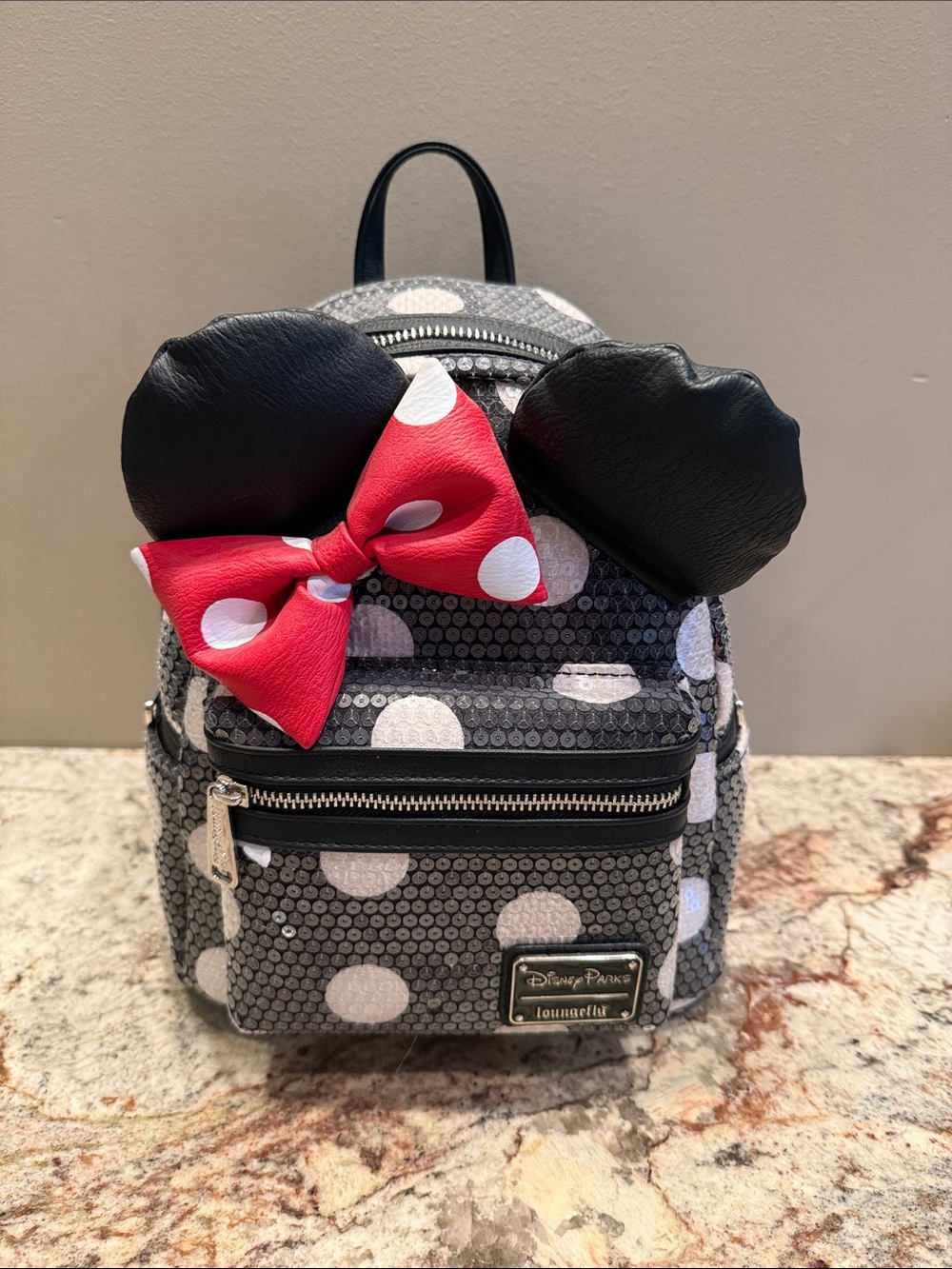 NWT! Loungefly Minnie Mouse Polka Dot Sequin Mini Backpack